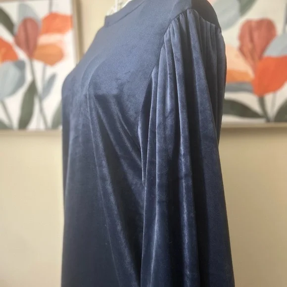 LOFT Midnight Blue Micro-Velvet Blouse - Picture 2 of 5